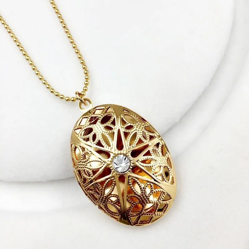 New Floating Charm Open Locket Pendant Necklace Hollow oval crystal Photo Jewelry Necklaces &amp Pendants YT66N | Украшения и