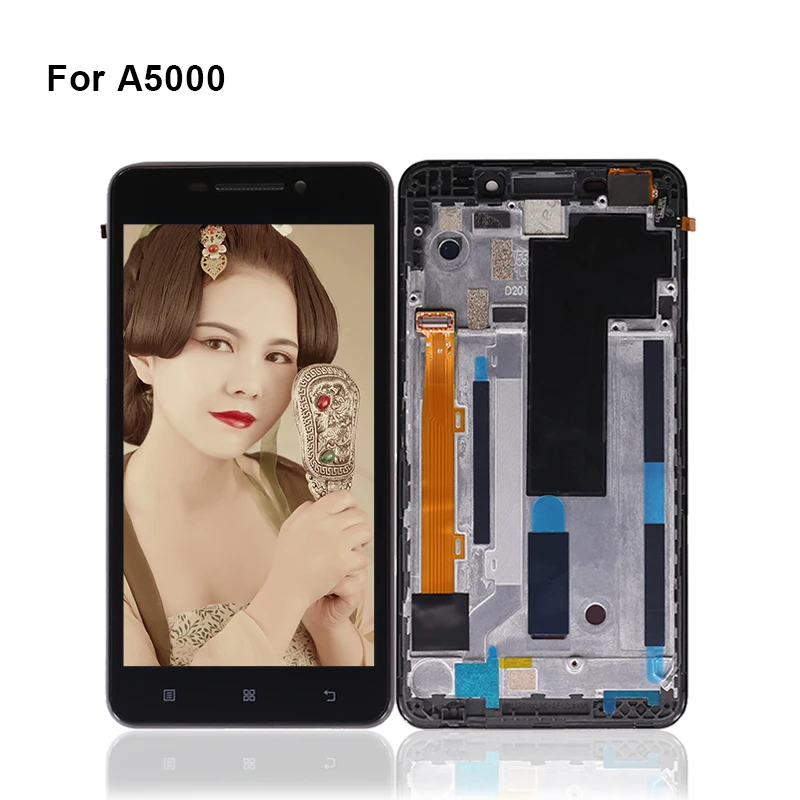 ЖК-дисплей с дигитайзером сенсорного экрана в сборе для Lenovo A5000 панель рамкой