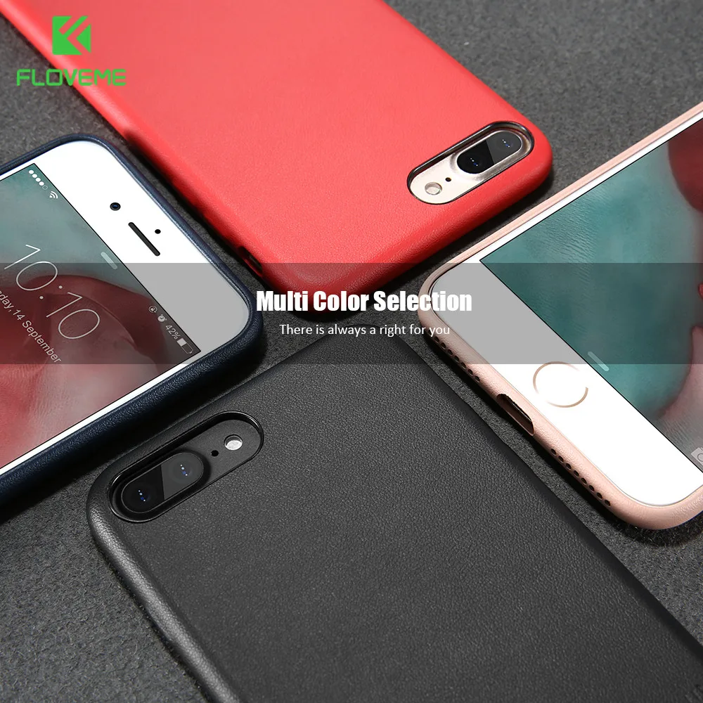 Чехол из искусственной кожи с текстурой FLOVEME для iPhone 6 S 7 8 Plus 360 градусов полная
