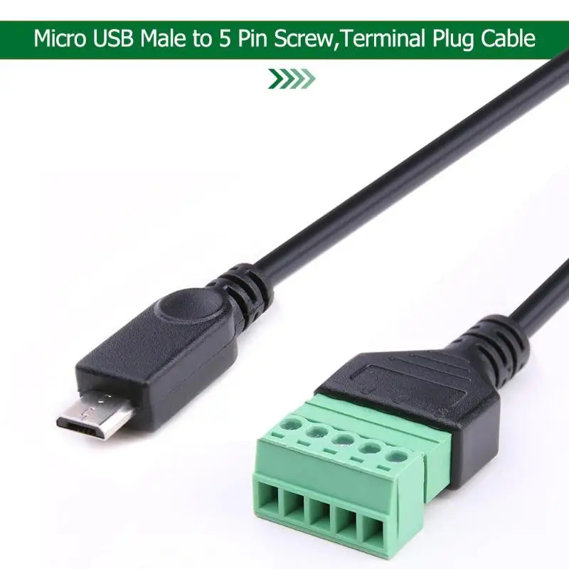 ALLOYSEED цифровые данные Micro USB папа к 5 контактный винтовой разъем с 30 см щит терминал