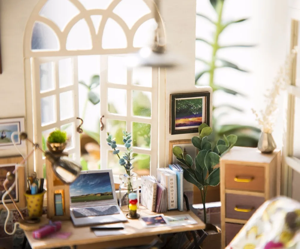 Robotime DIY Soho время DGM01 с мебелью для детей и взрослых Деревянные маленькие модель