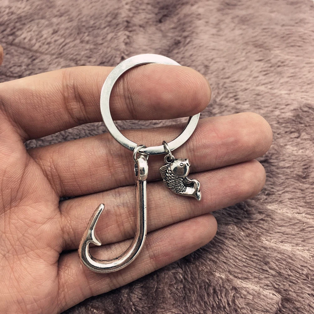 1pc Fishing Hook Keychain Charm Fashion Cool Car Keyring Purse Bag Pendant Decoration Keyfob Creative Gift | Украшения и