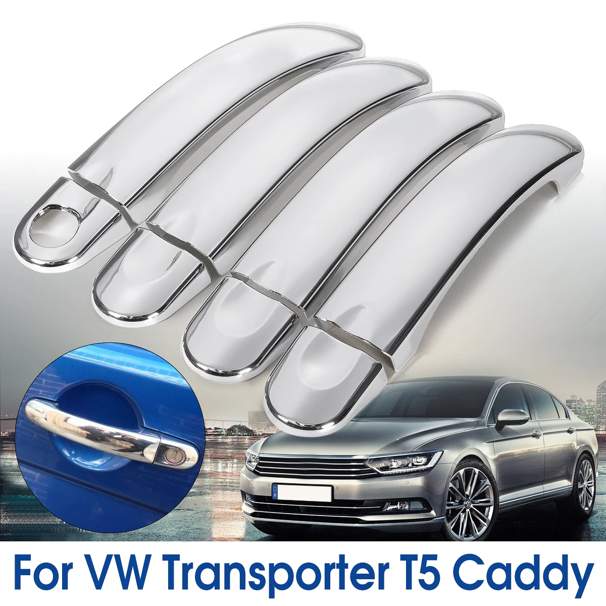 8x Автомобильная хромированная накладка на дверную ручку из нержавеющей стали