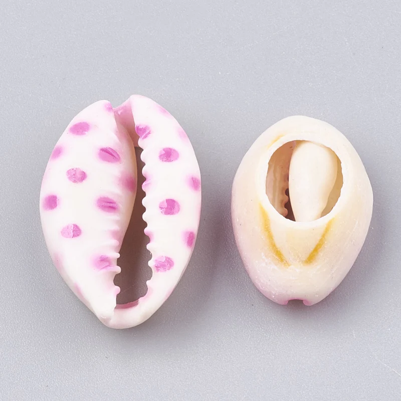 10 шт. бусины из ракушек Cowrie с принтом незасверленные для изготовления ювелирных