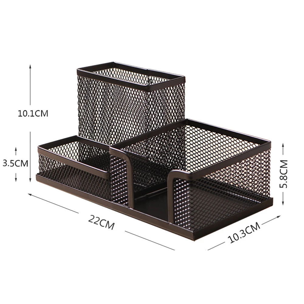 3 Storage Multi-functional Desk Organizer Mesh Metal Pen Holder Stationery Container Box Office School Supplies Caddy Black | Дом и сад