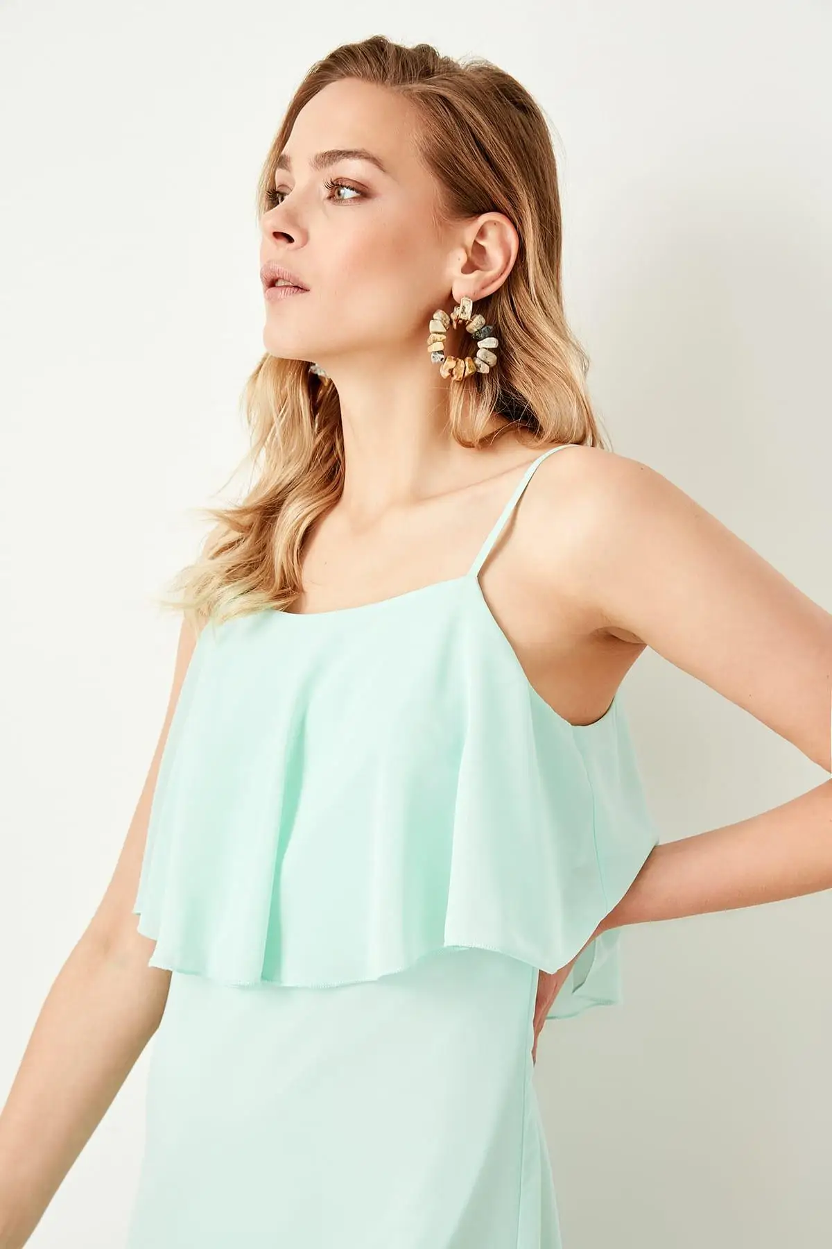 Trendyol Мятное платье на бретелях TWOSS19LJ0146|Женские платья| |