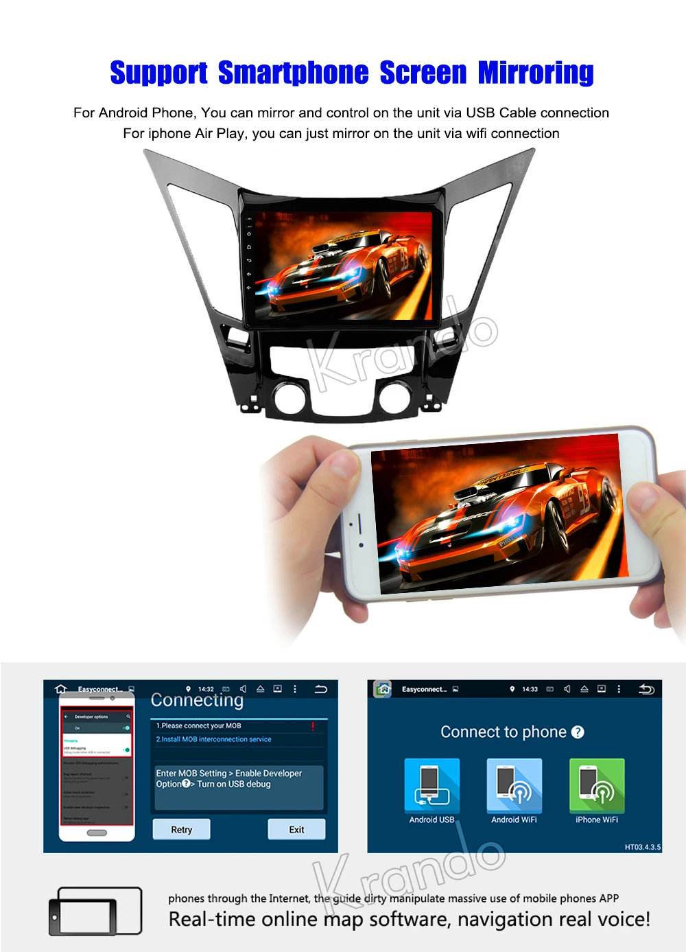 Krando Android 8 1 10 "IPS полный сенсорный большой экран Автомобильная Мультимедийная