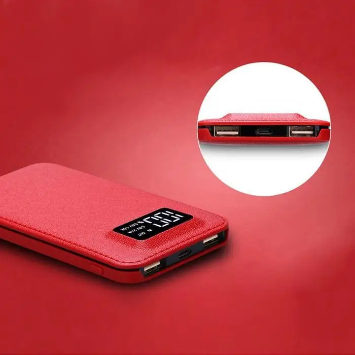 Ультратонкий ЖК цифровой портативный power Bank 2.1A общий пластик 8000 мАч аварийное
