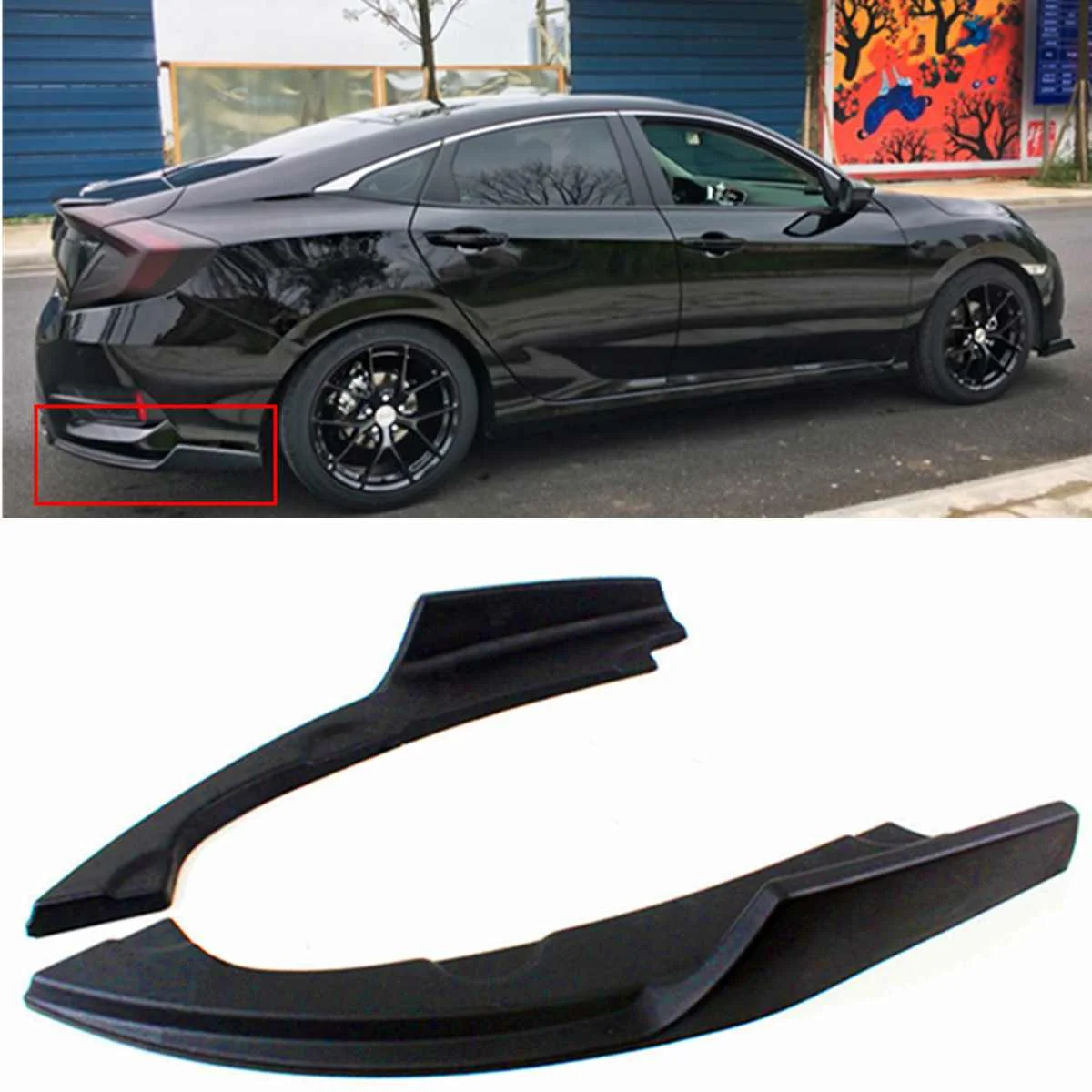 Накладки на задний бампер 2 шт. накладки нижние части передника для Honda Civic 2016 2018 4