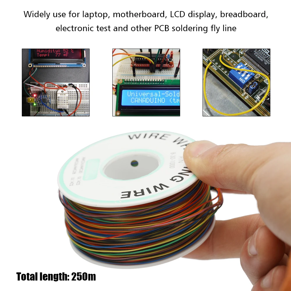 

250M 8-Wire Colored Insulated 30-1000 30AWG Wire Wrapping Cable Wrap Reel for laptop motherboard electronic test
