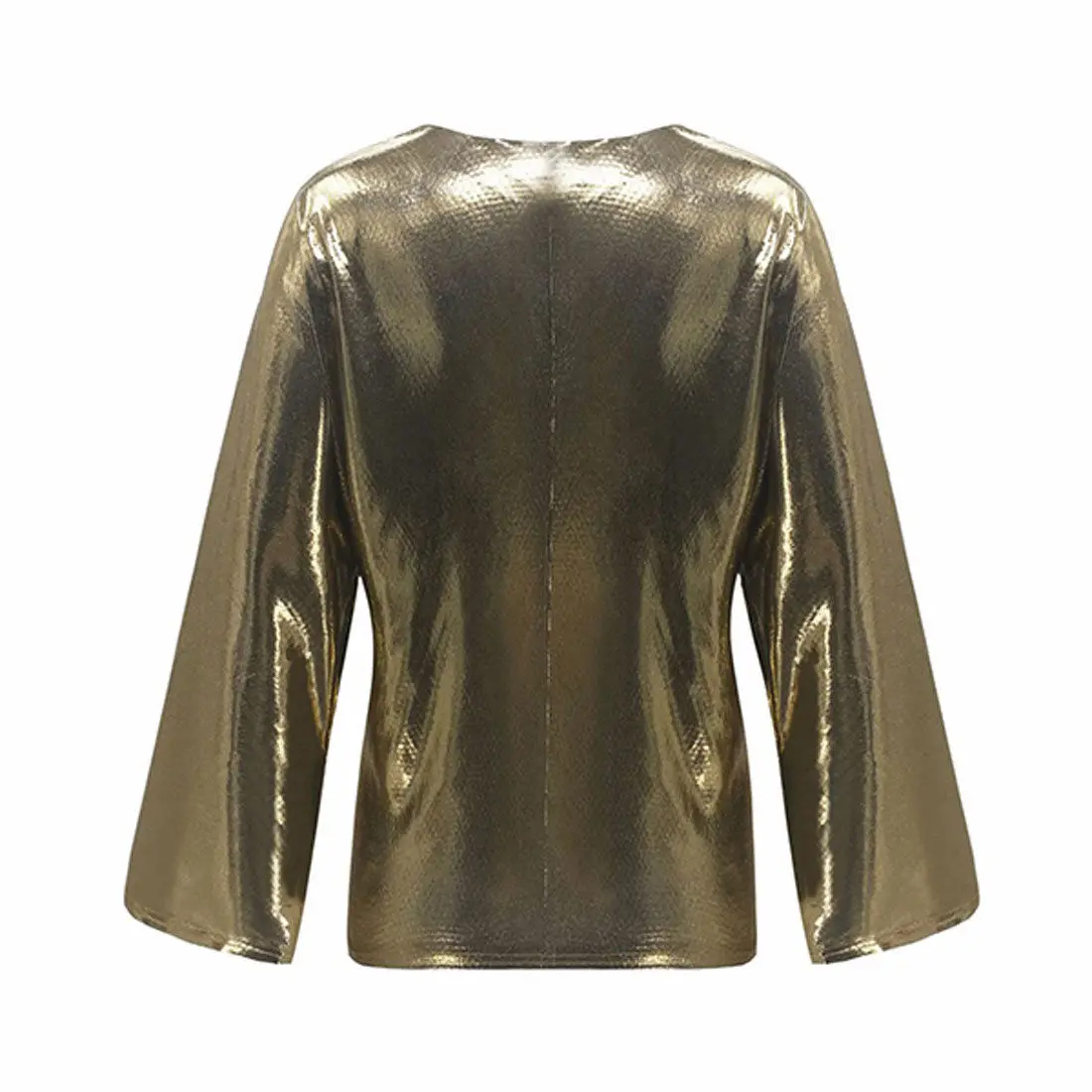 Newly Fashion Lady Women Sexy Sequin Blouse Long Trumpet Sleeve Cardigan Shirt Spring Autumn Tops | Женская одежда