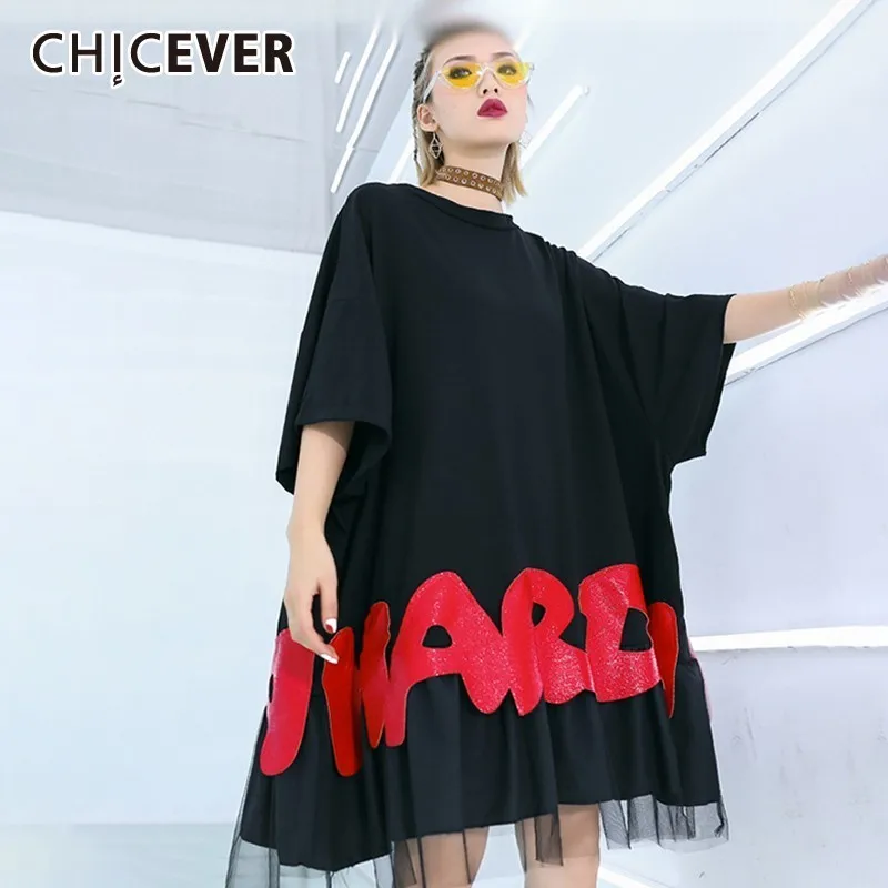CHCIEVER на весну с надписью платье принтом для Для женщин круглым вырезом коротким