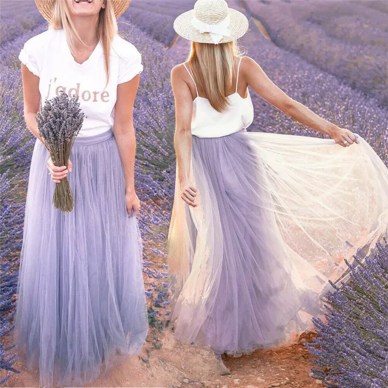 Сексуальная женская элегантная юбка с двойным сетчатым верхом плиссированная