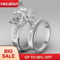 vecalon handmade fashion ring wedding band ring for women 6ct 5a zircon cz ring 925 sterling silver engagement finger ring