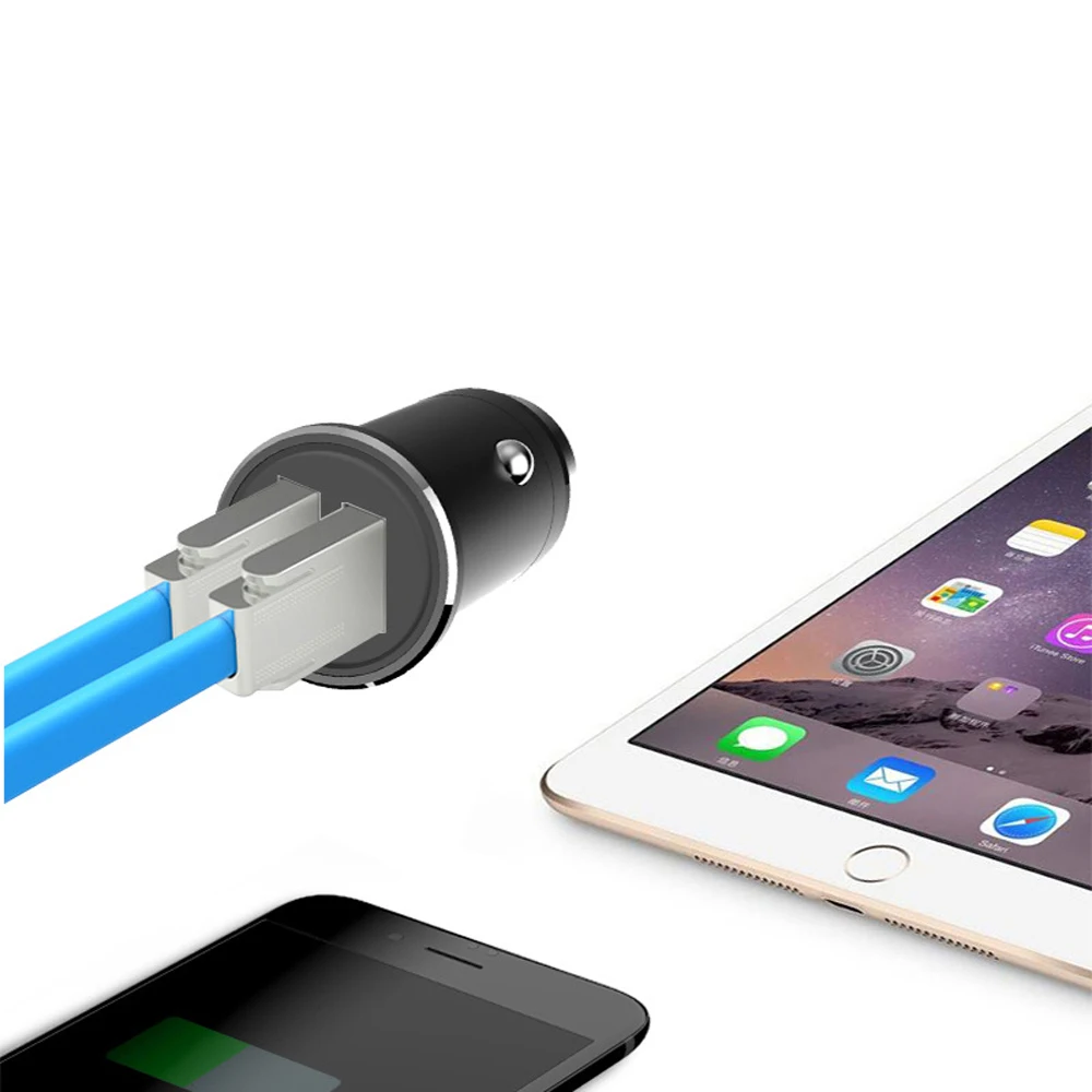 Универсальный светодиодный двойной USB Металлический Мини Автомобильное