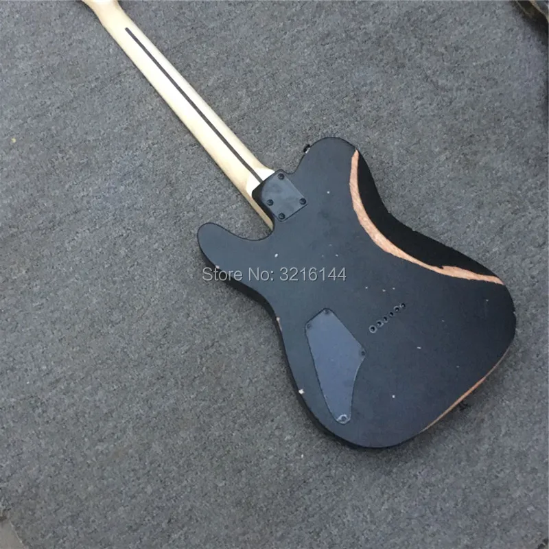 

In stock, black TL antique relic electric guitar, frosted glass paint, real photos Black metal