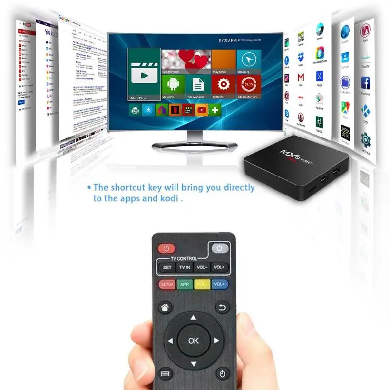 Mxq Pro MINI Android7.1 Smart tv Box 2 ГБ + 16 Гб S905W четырехъядерный телеприставка|ТВ-приставки и