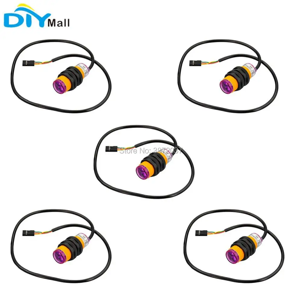 5pcs/lot E18-D80NK DC-5V Diffused Reflection Photoelectric Sensor Switch NPN 3-80cm Detection Distance 55cm Lead Female Header