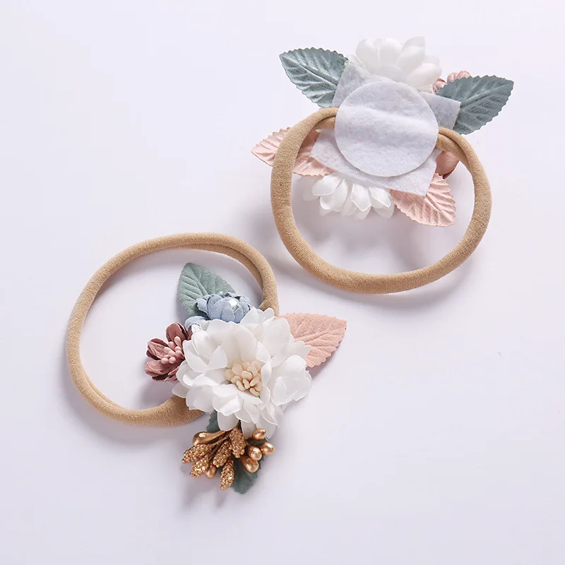 

Sale Floral Hair Band Girls Flower Elastic Headband With Pearl For Kids Nylon Headwear Hair Bows Hair Accessories 1PC