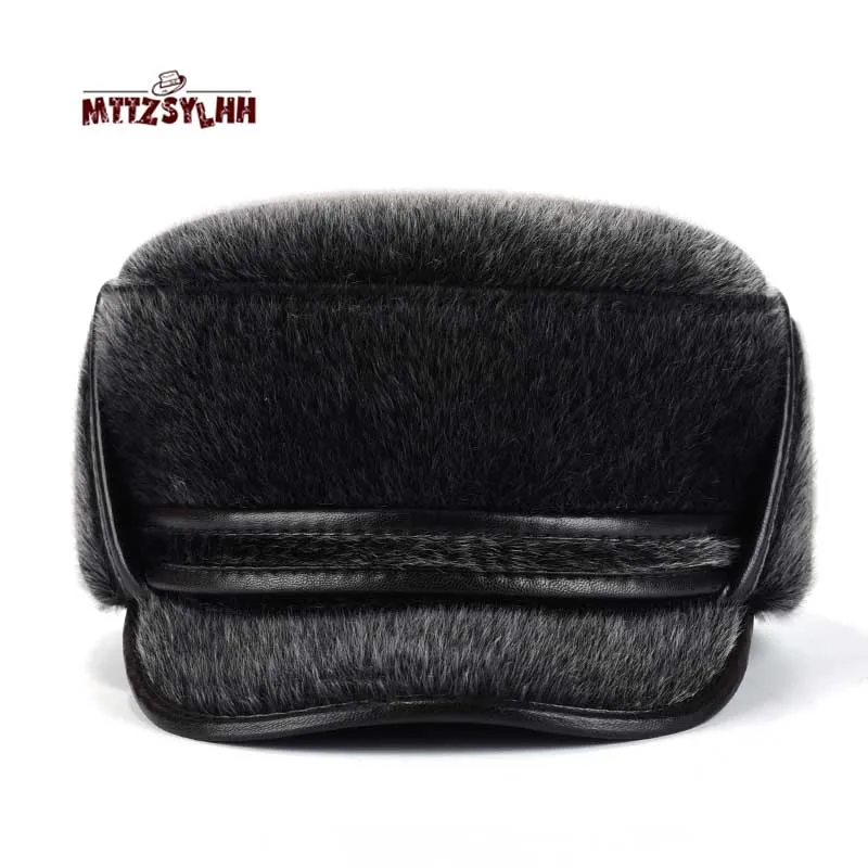 

Men's Winter Flat Top Pilot Cap High Quality Snow Cap Long Ear Protection Artificial Leather Outdoor Warm Men's Bomber Hat