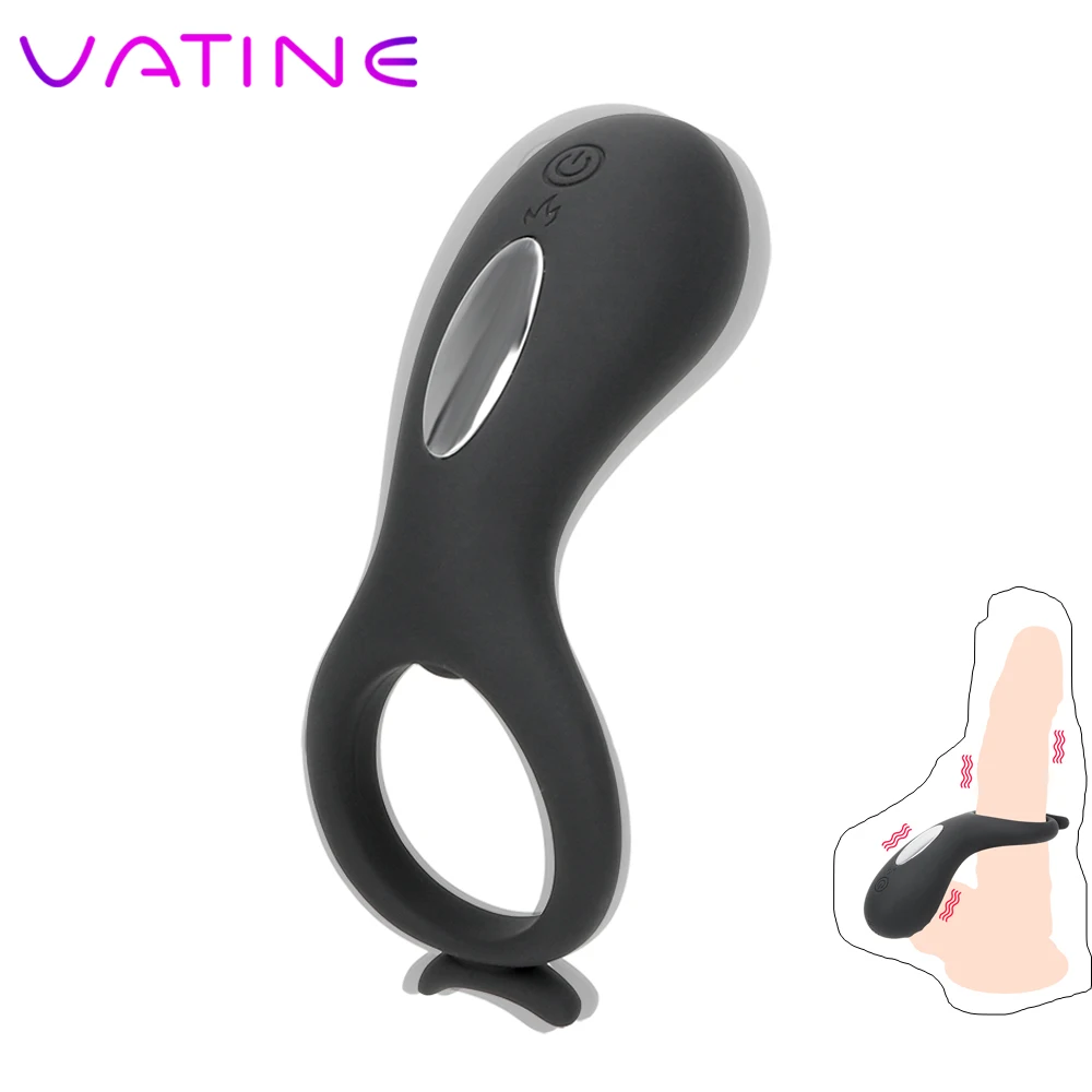 VATINE силиконовые вибрирующее кольцо на пенис секс продукты 10 режимов USB