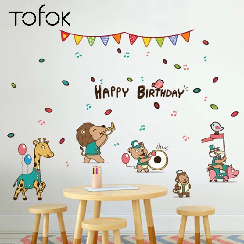 Tofok настенные наклейки с животными для концертов дней рождения DIY декор детской