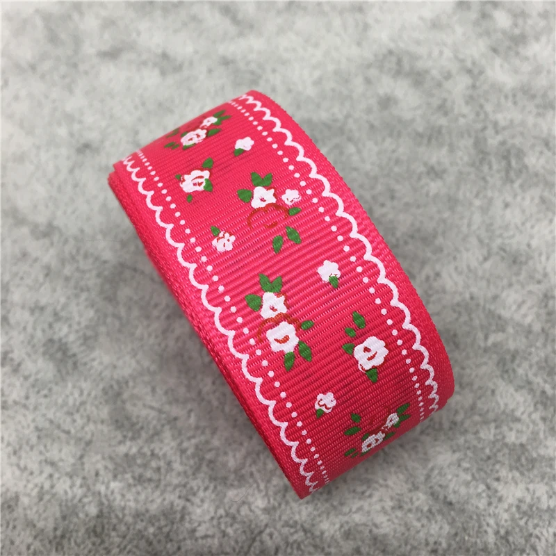 5Yards/lot 1&quot (25mm) Printed Flower Grosgrain Ribbon Hair Bow Wedding Christmas Decoration DIY Sewing #35~36 | Дом и сад