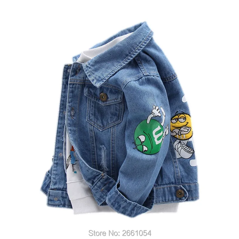 2021 Spring Children's Jacket Denim Boys Broken Hole Jean Jackets Kids Clothing Baby Coat Casual Cartoon Letter Outerwear |