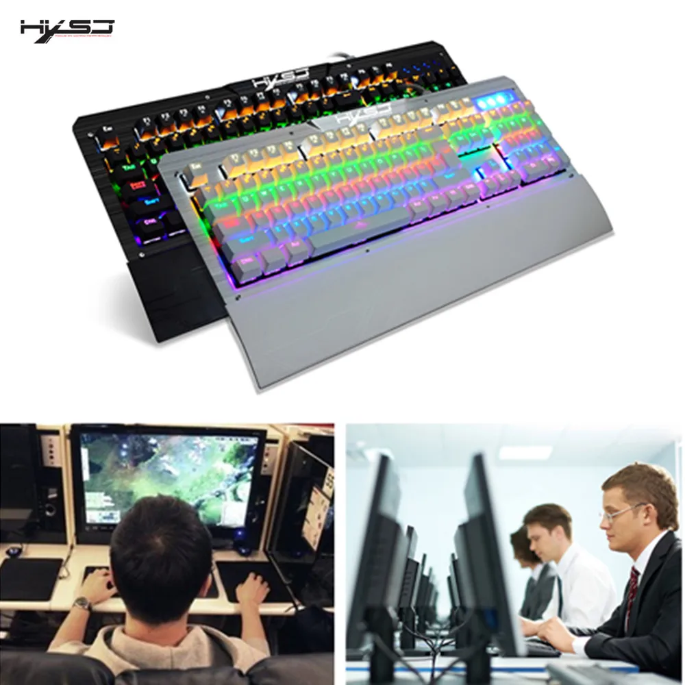 Hxsj 2600 Механическая игровая клавиатура 104 ключей Outemu синий переключатель двойной