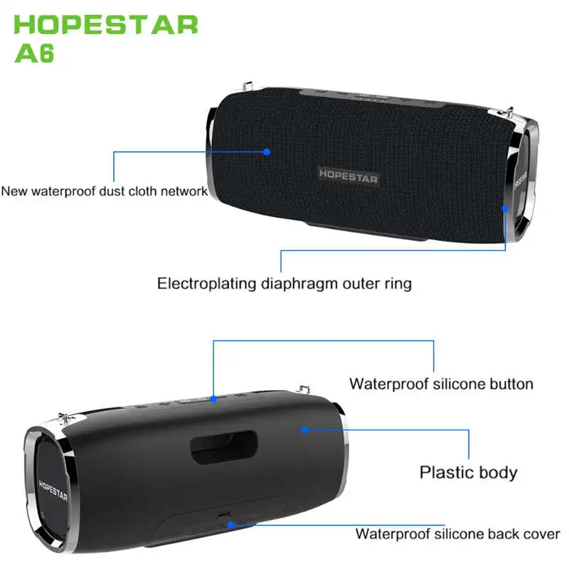 HOPESTAR A6 Bluetooth динамик Портативный беспроводной громкоговоритель звуковая система
