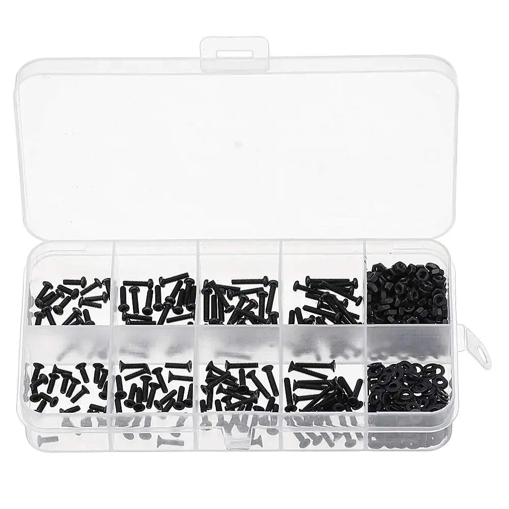 Suleve M2CH4 480Pcs M2 Hex Socket Button&ampFlat Head Screw Carbon Steel Bolt Nut Assortment | Обустройство дома