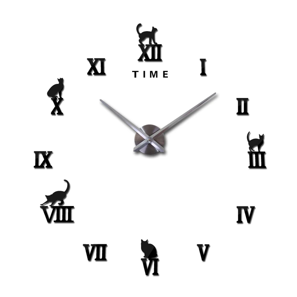 2016 винтажные настенные часы с буквенным декором большие Diy 3d зеркальный стикер