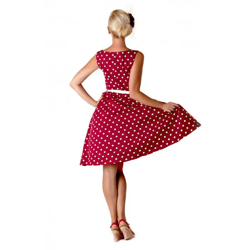 Женское винтажное платье в горошек черное стиле 50-х годов ретро рокабилли с