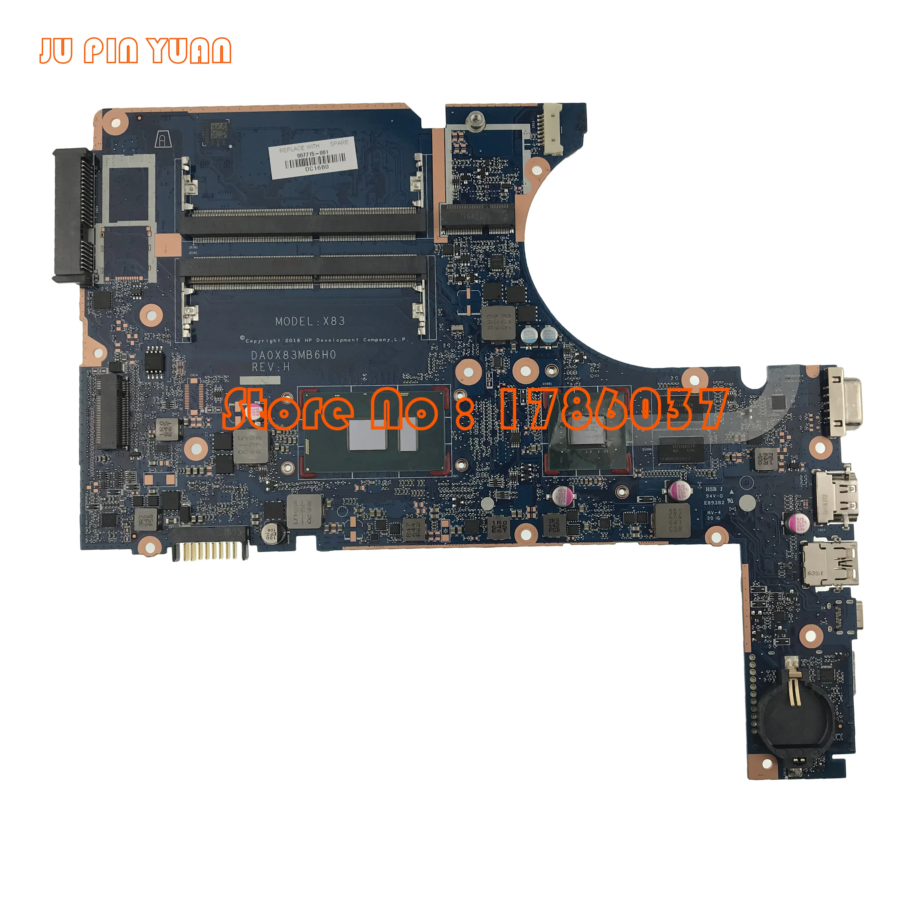 Ju pin yuan для hp ProBook 450 G4 470 G4 Тетрадь 907715-601 907715-001 аккумулятор большой емкости DA0X83MB6H0 материнская плата I7-7500U полностью протестирована