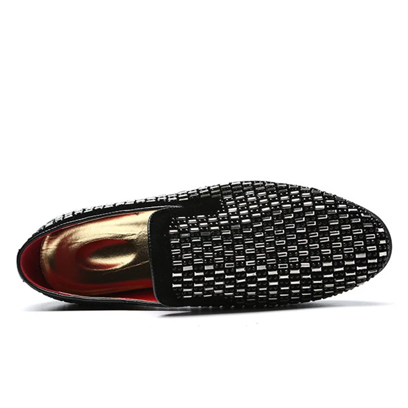 UPUPER/модный красивый со стразами Лоферы без шнуровки обувь для мужчин вечеринки