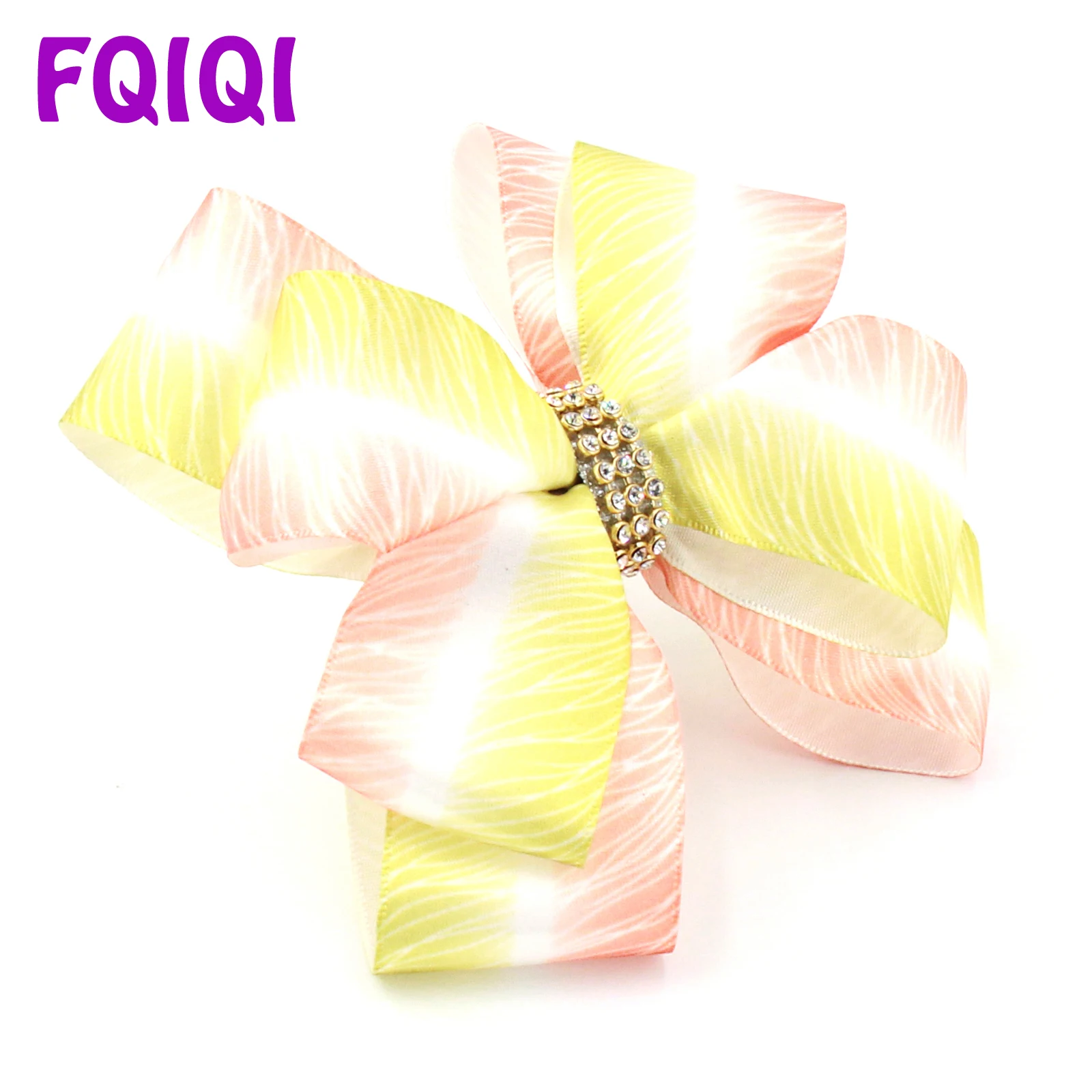FQIQI 5 Inch Large Rainbow Hair Bow Pins For Girls Handmade Baby Headband Dance Party Kids Accessories Ribbon Knot | Детская одежда и