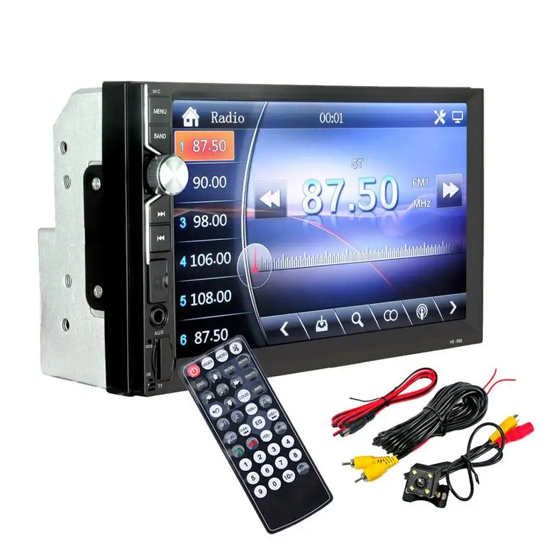 7&quot Bluetooth Car MP5 Player HandsFree Dual Ingot Mp3 Card Machine Mirror Link With Microphone Rear View HD Infrared Camera | Автомобили