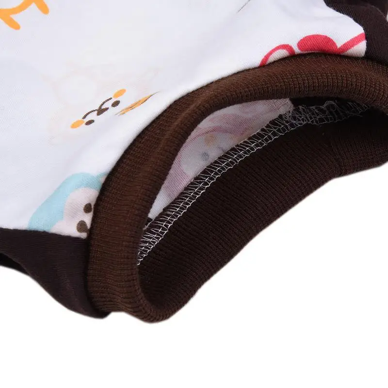 Dog Pajamas Adorable Monkey Printed Pet Clothes Small Jumpsuit Coat For Dogs Super Soft Warm Puppy Costumes | Дом и сад