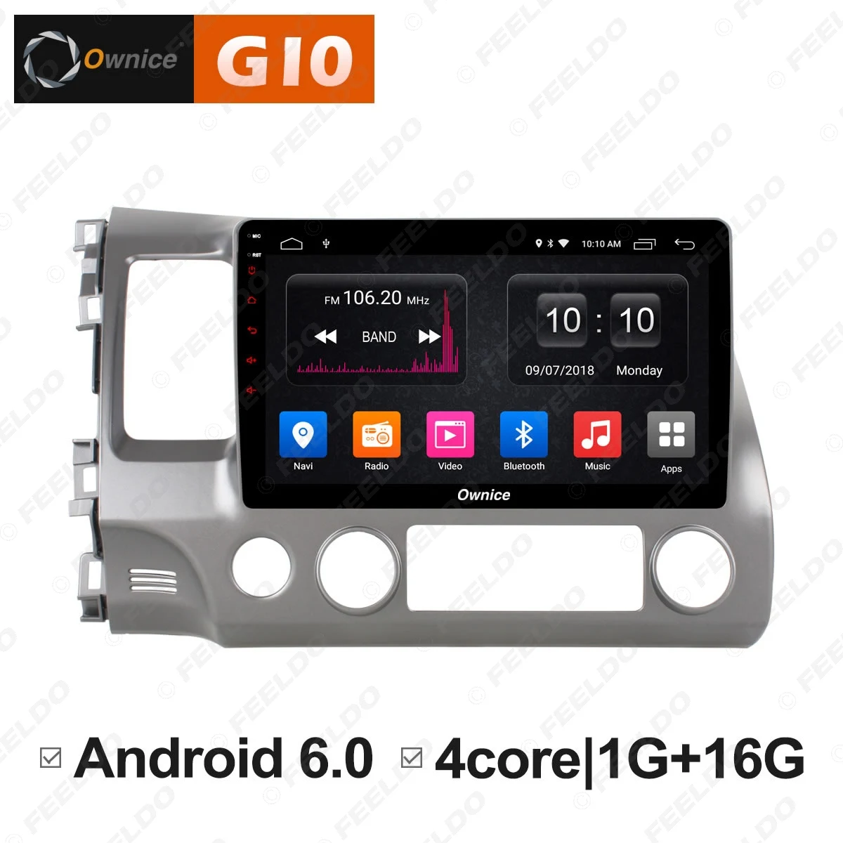 FEELDO 10 1 &quot2.5D Nano IPS экран Android 6 0 Octa Core/DDR3 2G/32G/4G LTE автомобильный медиаплеер для Honda Civic
