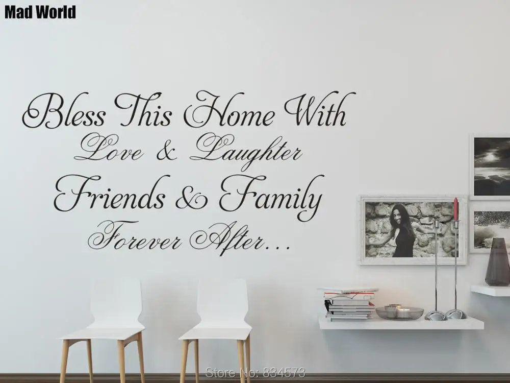 Bless This Home With Love And Laughter Family Wall Art Stickers Decals DIY Decoration Removable Decor | Дом и сад