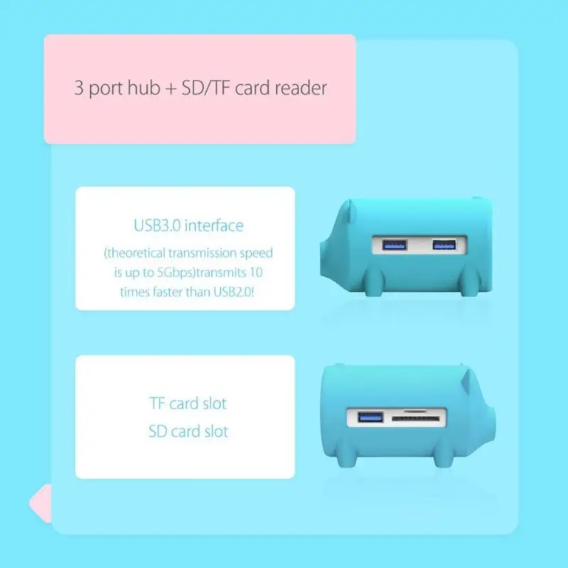 ORICO милый поросенок 3 порты и разъёмы USB 0 концентратор OTG адаптер Card Reader для ПК