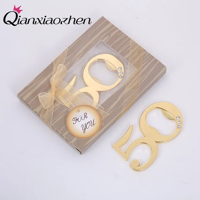 

Qianxiaozhen 10pcs 50th Anniversary Gifts For Husband Bottle Opener Wedding Favors And Gifts Wedding Souvenirs Party Supplies