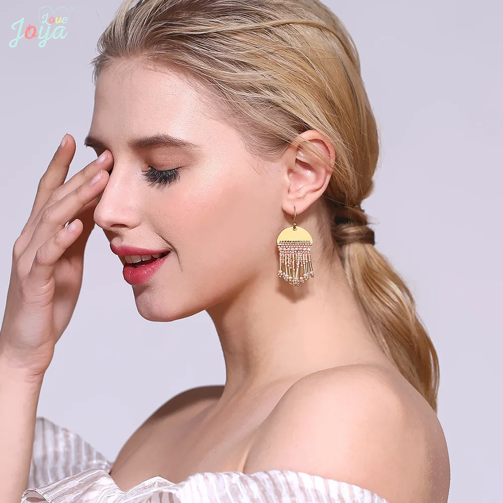 Badu серьга Boho для женщин полукруглые серьги с кисточками из нержавеющей стали