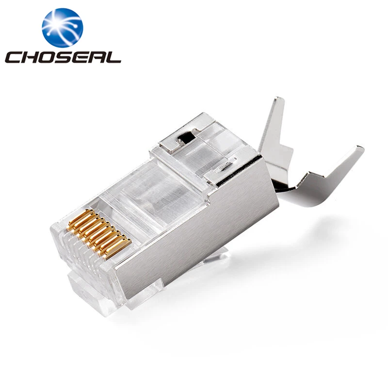 Choseal 10 шт. Cat7 RJ45 штекер Gigabit Ethernet экранированный позолоченный медный 8P8C сетевой