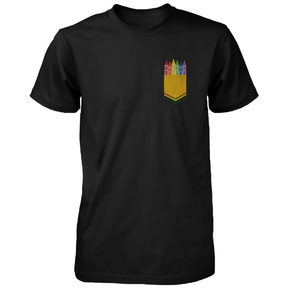Color Crayon Pocket Print Unisex Shirt Cool Gifts For Teachers | Мужская одежда