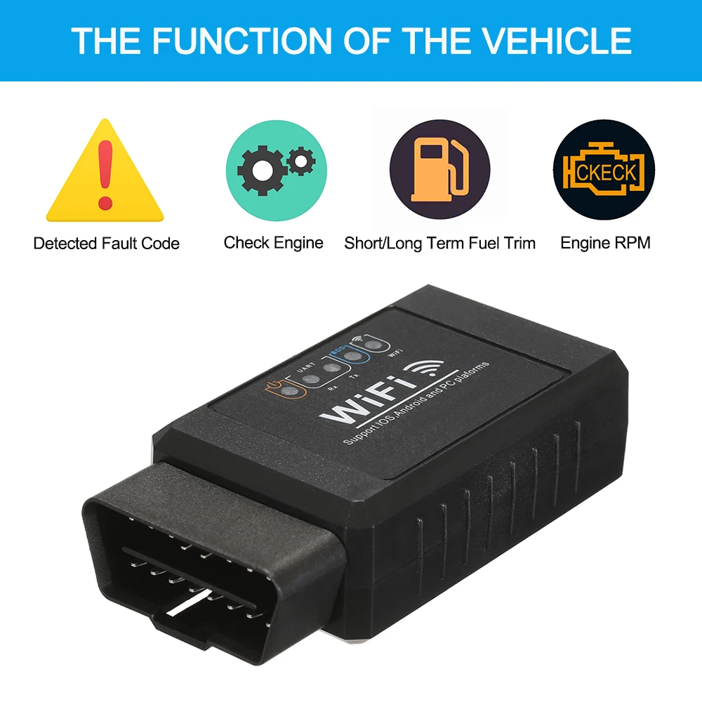 Диагностический сканер obd2 KKMOON OBDII с Wi Fi подключением для IOS Android