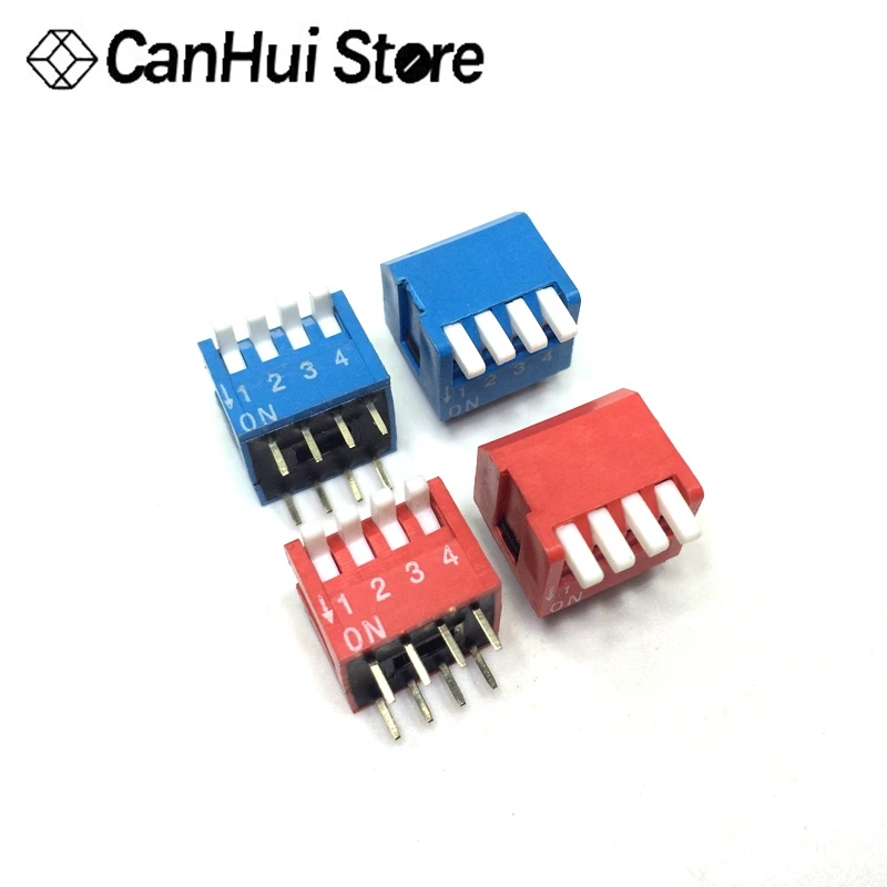 5PCS 2P 3P 4P 5P 6P 7P 8P 9P 10P 12P bit 2.54mm DIP switch/digital toggle switch red/blue right angle side position dial | Обустройство