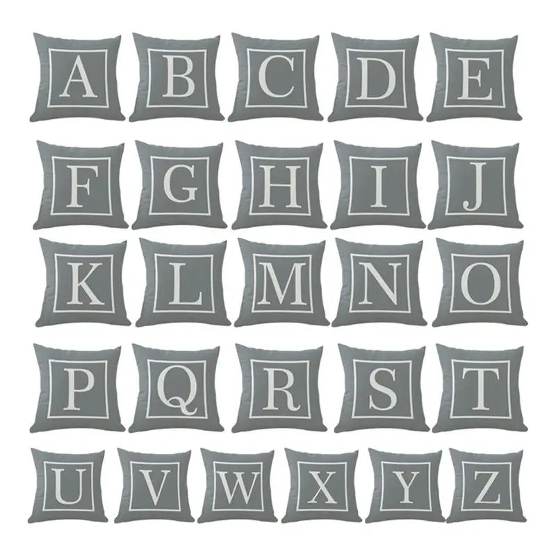 

A-Z English Alphabet Pillowcase Twill Letters Simplicity Sofa Cushion Cover Waist Throw Pillow Case For Home Cafe Car Bookstore