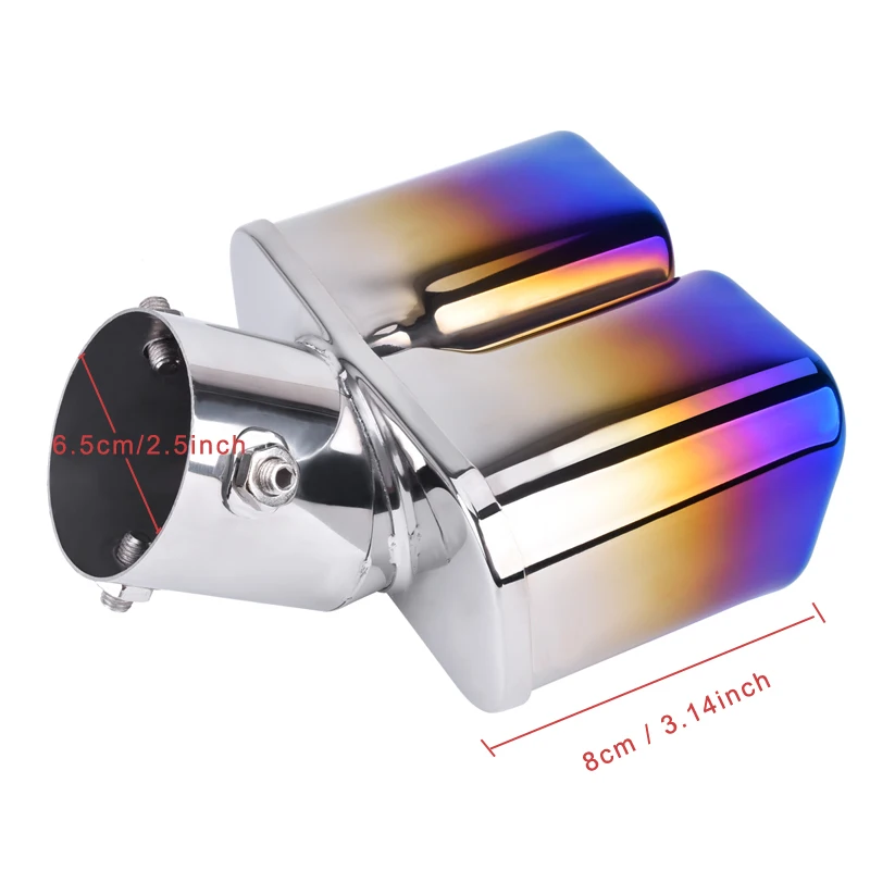 Universal Grilled Blue Stainless Steel 1to2 Dual Pipe Exhaust Muffler Tip Covers Car Styling Modification Cola De Escape | Автомобили и