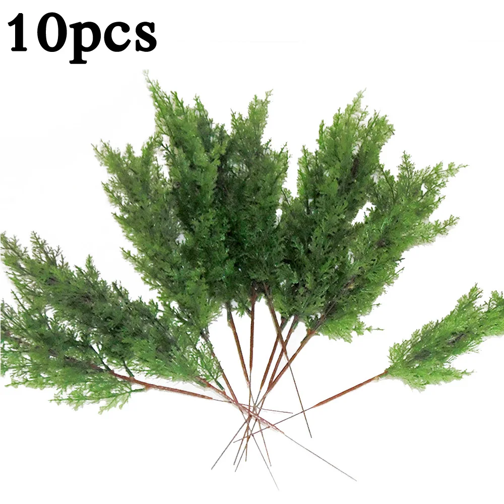 10х искусственные листья ветки сосны кипарисовые имитация ветвей домашний декор
